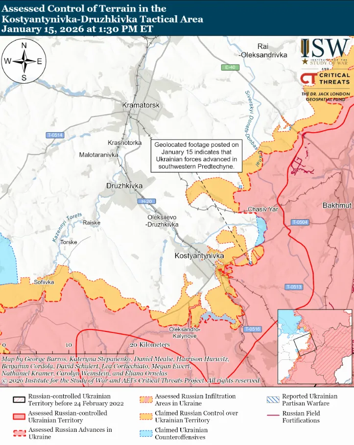 Українські війська просунулися поблизу Куп'янська, Слов'янська та на тактичному напрямку Костянтинівка-Дружківка – ISW