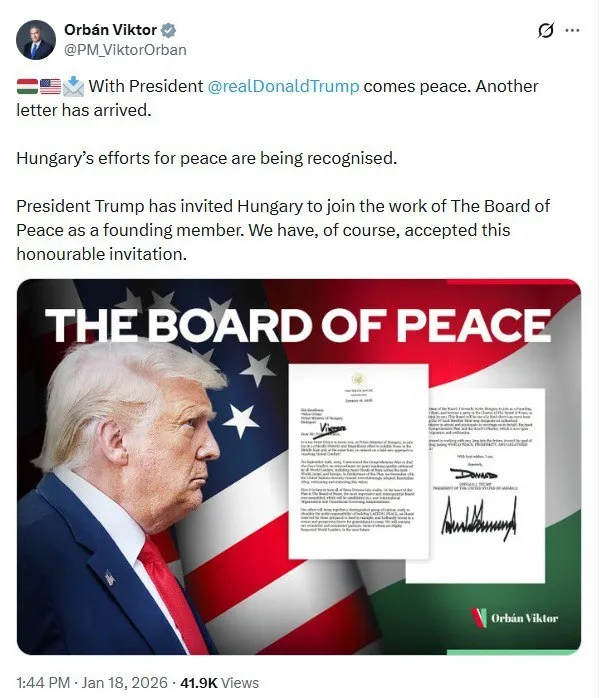 Трамп пригласил Орбана в свой Совет мира: опубликовано письмо