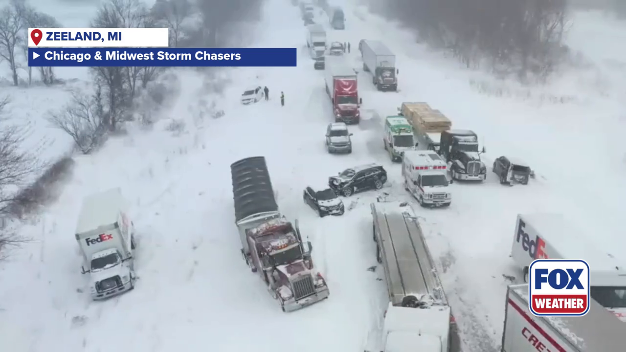 В США из-за снегопада столкнулись более 100 авто: есть пострадавшие. Видео