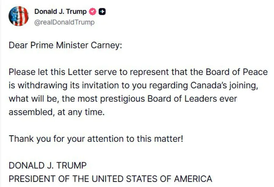 Трамп відкликав запрошення до "Ради миру" для прем'єра Канади: у чому причина