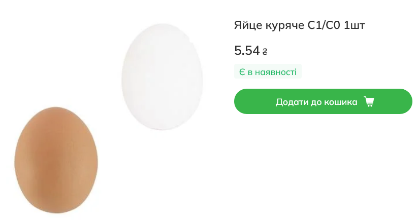 Ціни на яйця в Novus