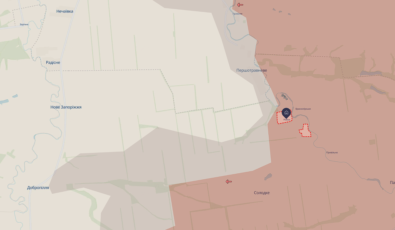 Сили оборони вийшли із Рибного на Запоріжжі, але тримають його під вогневим контролем, – Волошин