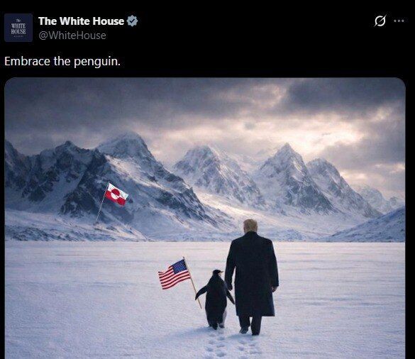 Білий дім показав створене ШІ відео з Трампом і пінгвіном біля Гренландії: в мережі сміються