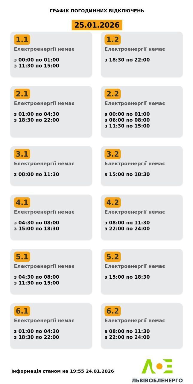 Свет будут выключать во всех областях Украины: графики на воскресенье, 25 января