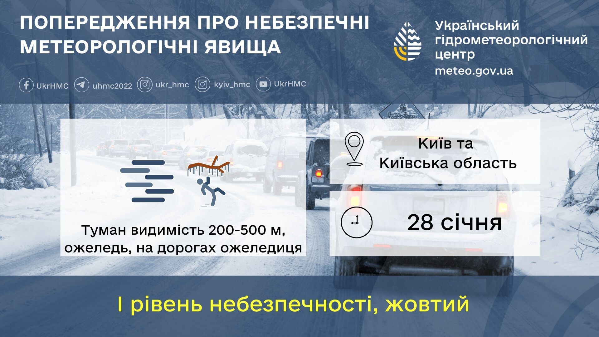Ожидаются туман и гололедица: синоптики предупредили об опасности на дорогах Украины в среду