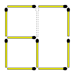 Передвиньте 1 спичку, чтобы получилось 2 квадрата: головоломка