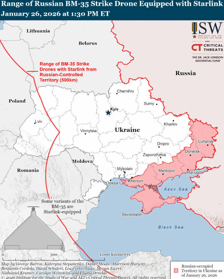 Окупанти дедалі частіше використовують Starlink для збільшення дальності дії ударних дронів: в ISW оцінили ризики для України