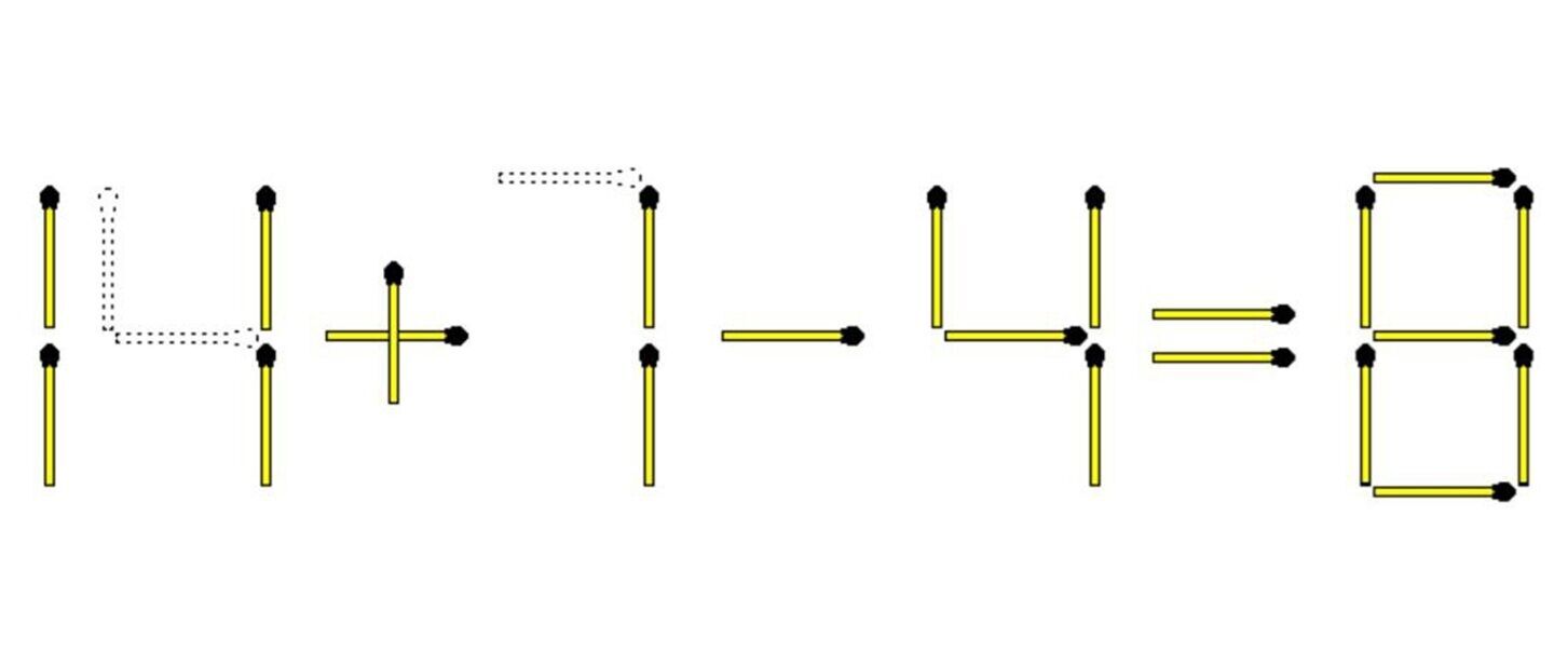 Задание "со звездочкой": передвиньте 3 спички, чтобы сделать уравнение правильным