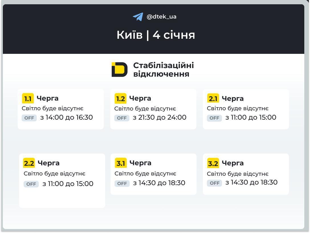 Некоторые киевляне 4 января весь день будут со светом: кому повезет. Графики