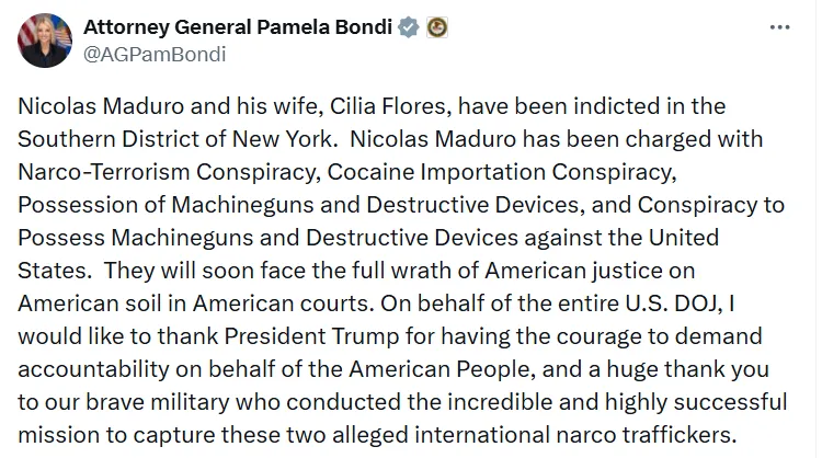 Мадуро и его жене предъявлены обвинения в США: что их теперь ждет