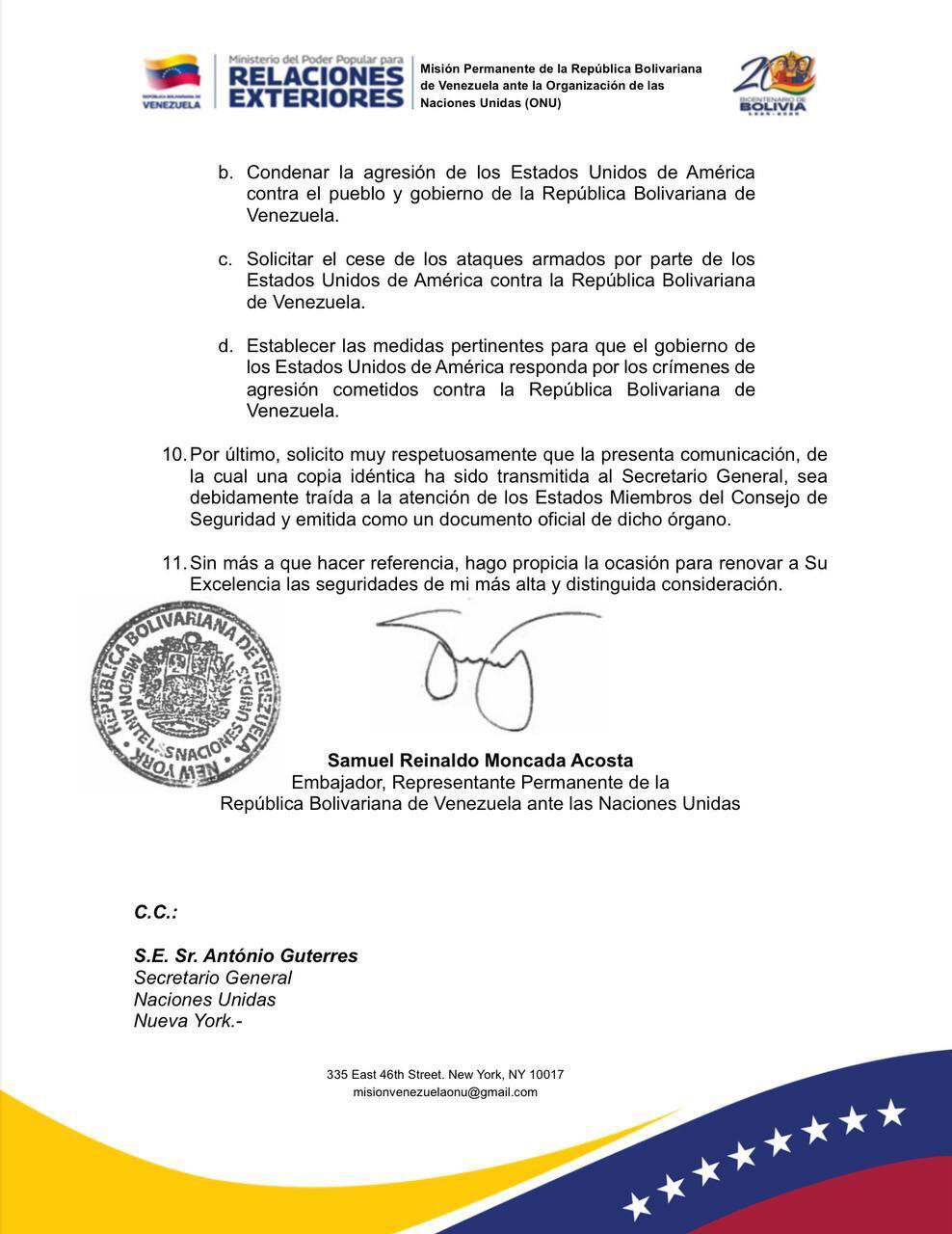 Венесуэла инициирует срочный созыв Совбеза ООН из-за нападения США