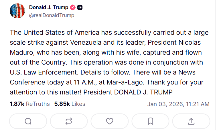 Операция США в Венесуэле: Мадуро уже в СИЗО, а Хегсет озвучил новые угрозы. Подробности