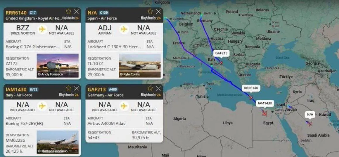 США і союзники масово перекидають бойову авіацію на Близький Схід, з Ірану відбуваються підозрілі рейси у Москву: що відбувається