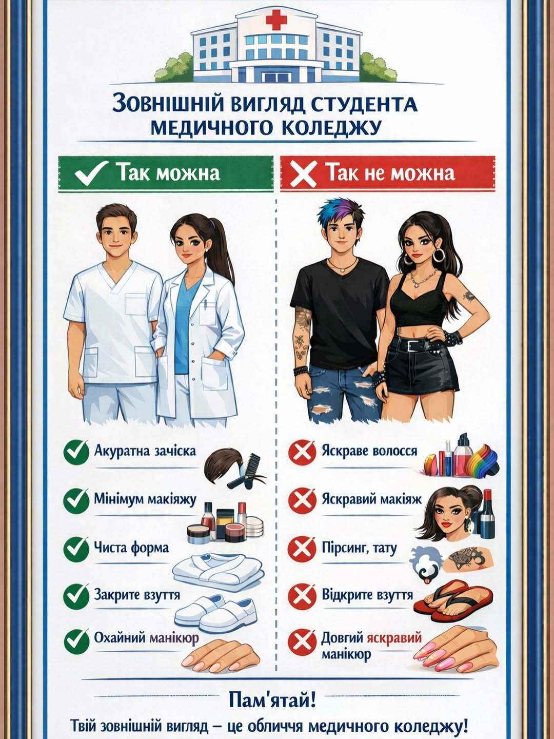 "Привет из СССР. При чем здесь цвет волос, пирсинг и тату?" Белоцерковский медицинский колледж оскандалился из-за требований к внешнему виду студентов