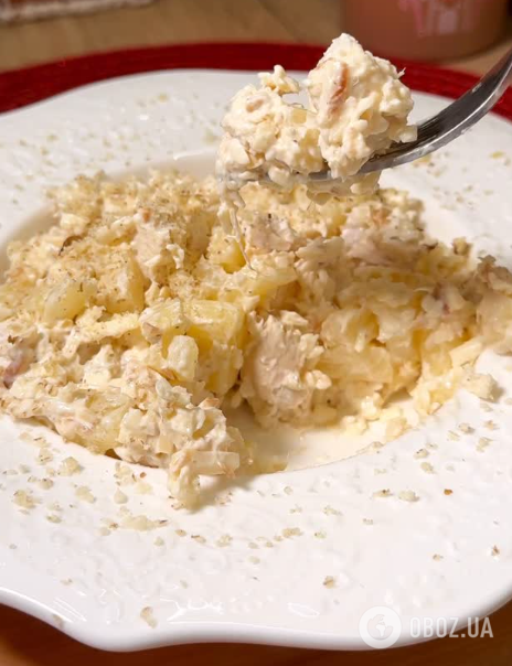 Вкусный салат с курицей и ананасами для праздничного стола и на каждый день: понадобится всего четыре ингредиента