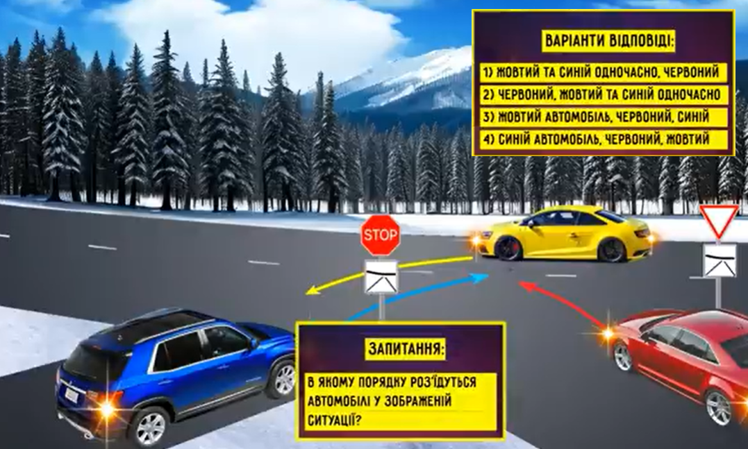 В якому порядку розʼїдуться авто? Тест для водіїв