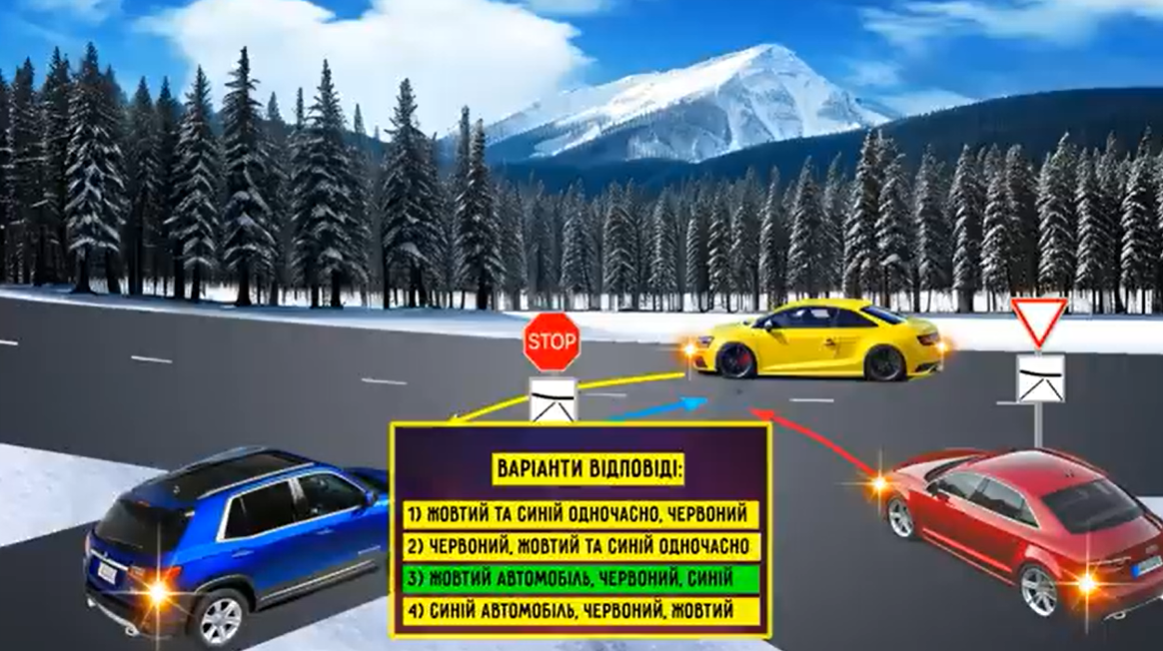 В якому порядку розʼїдуться авто? Тест для водіїв