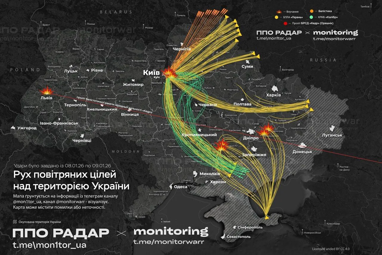 Россия массированно атаковала Украину почти тремя сотнями ракет и дронов: силы ПВО обезвредили 244 цели
