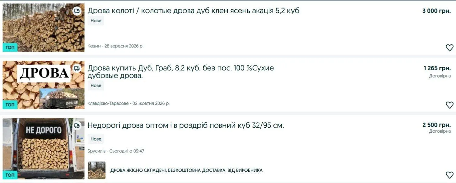 Скільки коштує куб дров в Україні