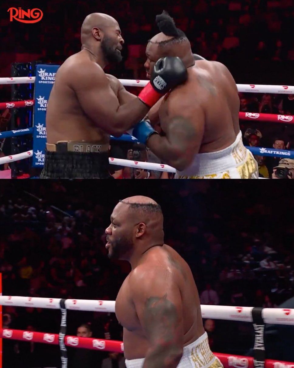 Знаменитому американському супертяжу, який погрожував Усику, під час бою удар зірвав перуку. Відео