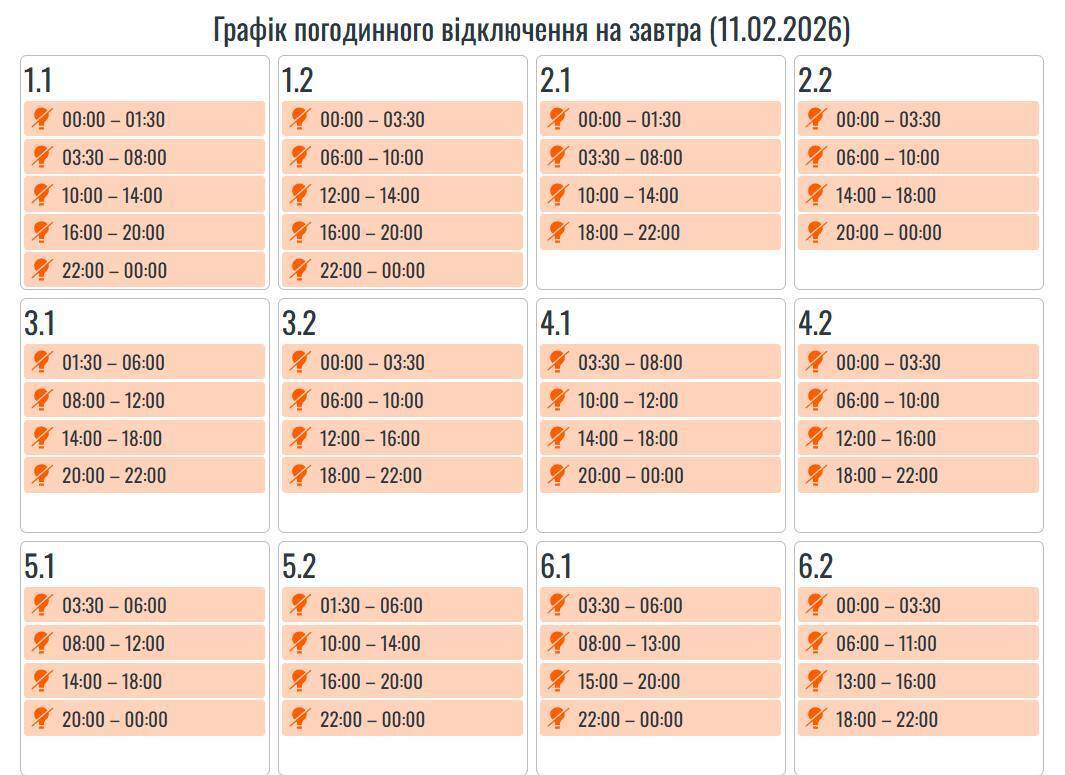 Графики отключений света по всей Украине: "Укрэнерго" огласило план на 11 февраля