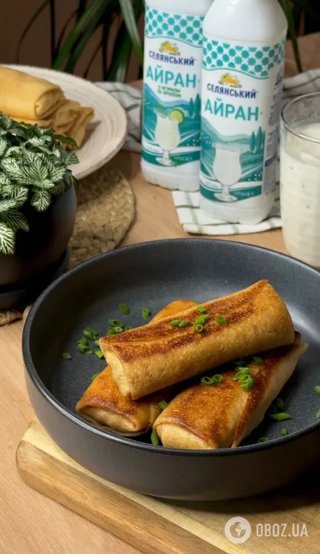 Сытные блины с курицей и грибами: сделайте тесто на айране