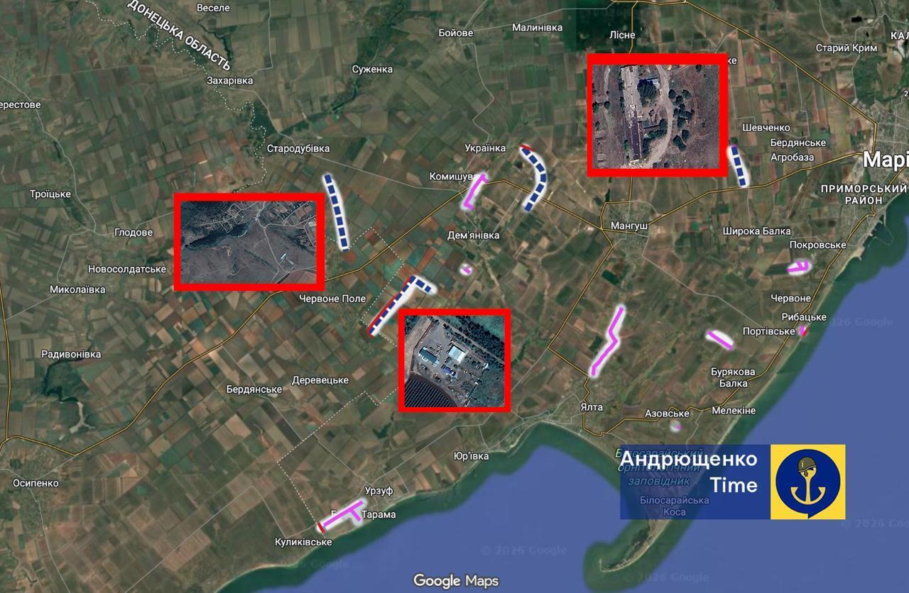 Оккупанты случайно разоблачили свои ключевые военные базы под Мариуполем. Карта