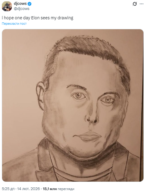 Портрет Ілона Маска став мемом і змусив мільярдера заблокувати художника. Фото