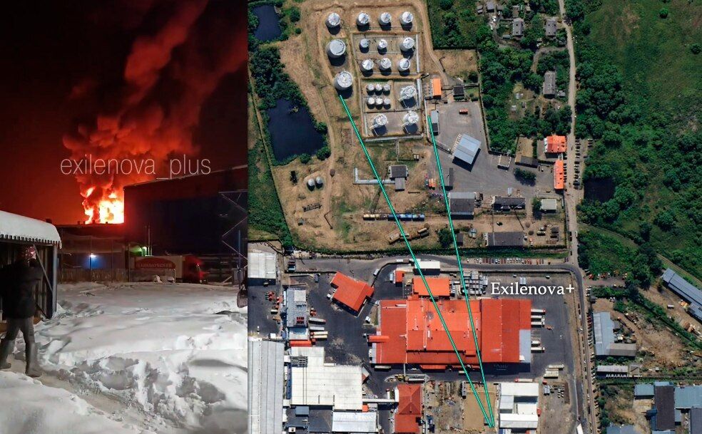 Дроны атаковали российскую нефтебазу в Великих Луках: вспыхнул пожар. Фото, видео