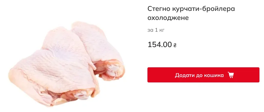 Цены на курятину в Auchan