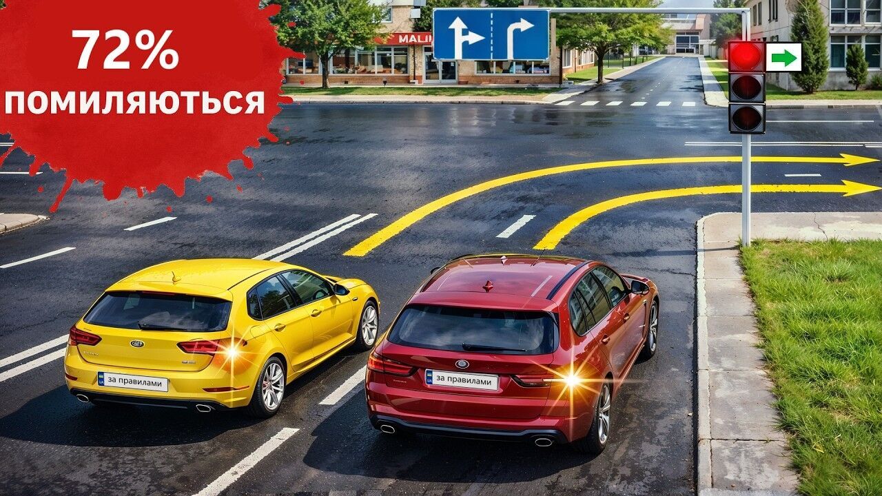 Может ли желтое авто повернуть направо? Тест для водителей
