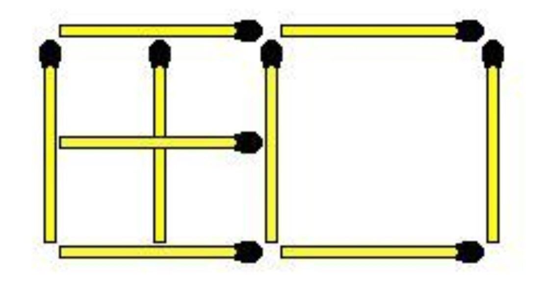 Сложная головоломка со спичками: сделайте 6 квадратов