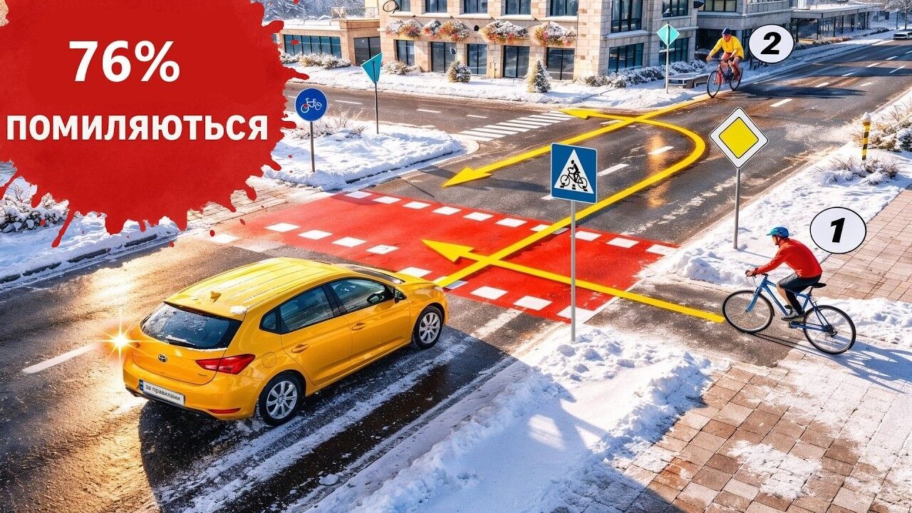 Якого велосипедиста треба пропустити? Тест для водіїв