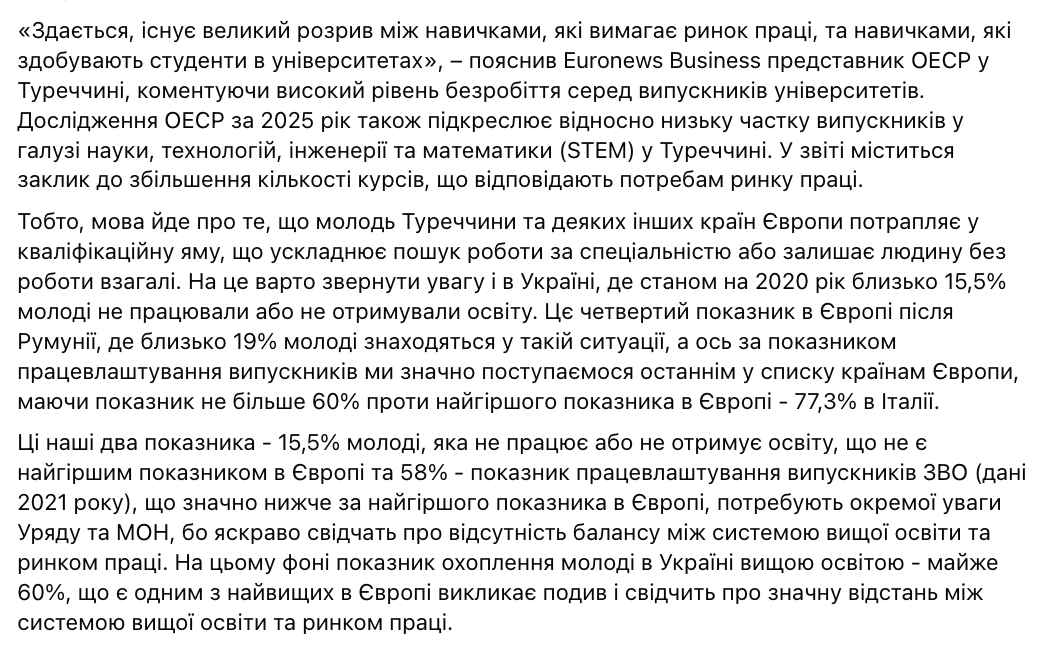 Який відсоток молоді в Європі не працює і не навчається та чому Україні варто бити на сполох. Таблиця