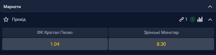 Букмекери вважають англійський "Кристал Пелас" явним фаворитом на вихід в 1/8 Ліги конференцій із пари з боснійським "Зріньскі"