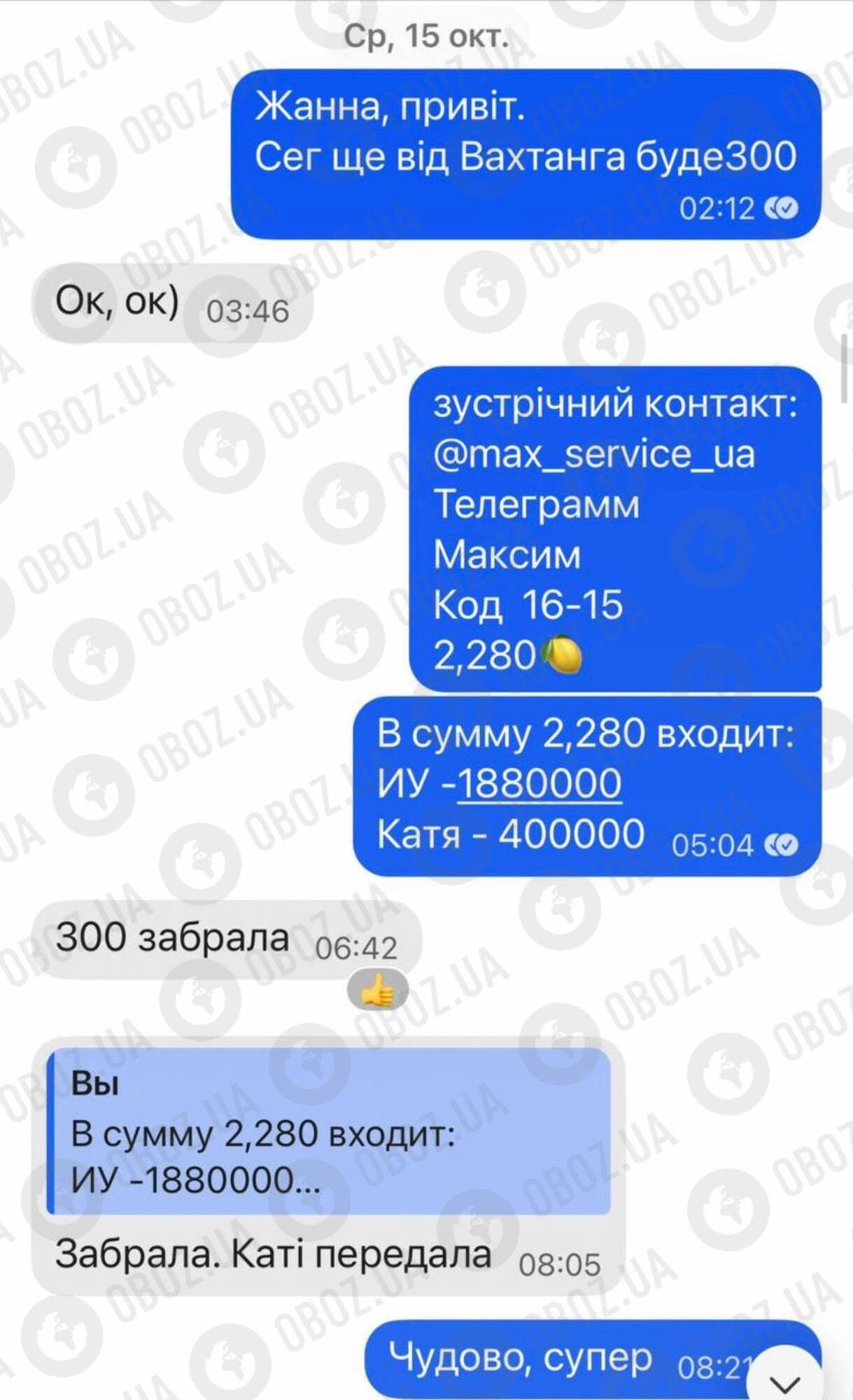 Було організовано передачу грошей між фігурантами