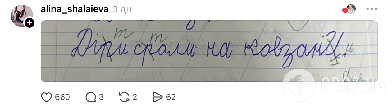 "Гівняння", "батьківське сборіще" і "дяпел, який живе в сісі": перли школярів у зошитах довели мережу до істерики