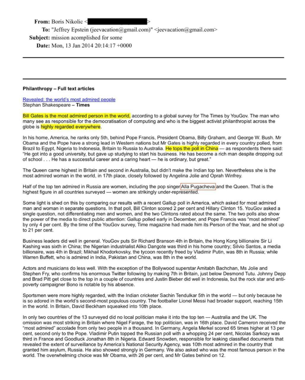 Аллу Пугачову знайшли в скандальних "файлах Епштейна": чи була вона на закритих вечірках педофіла