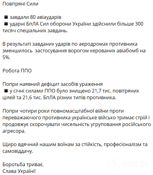 "Украинское войско держит строй": Сырский подвел итоги января на войне