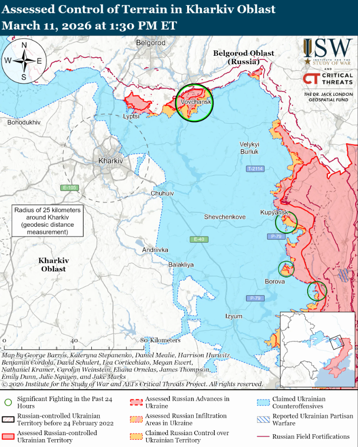 Українські війська просунулися поблизу Куп’янська, Олександрівки, Гуляйполя та на тактичному напрямку Костянтинівка-Дружківка – ISW
