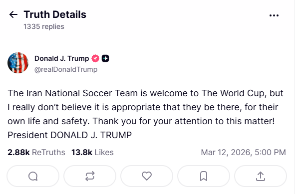 "Заради їхнього власного життя". Трамп назвав збірну, якій краще не їхати на ЧС-2026 із футболу