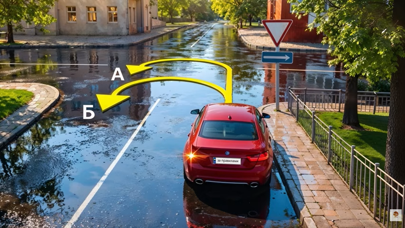 Какая траектория разворота разрешена? Тест на знание ПДД