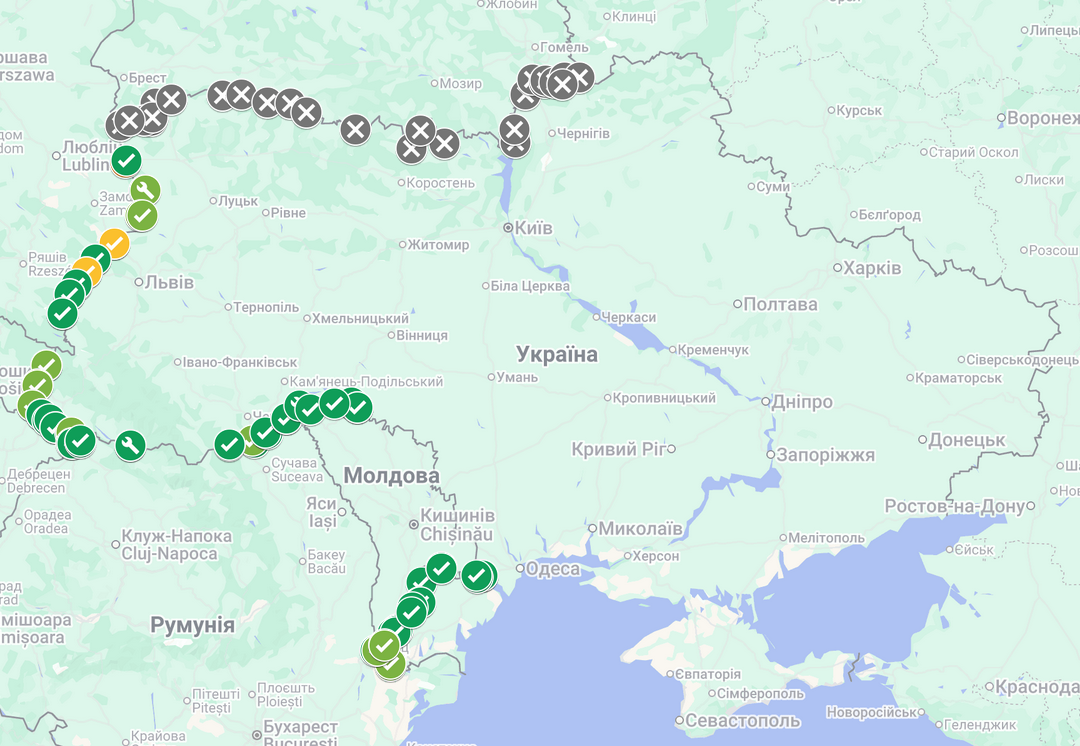 Актуальная информация о загруженности пунктов пропуска на украинской границе