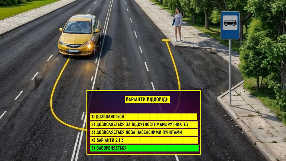 Чи дозволені розворот і зупинка? Тест на знання ПДР