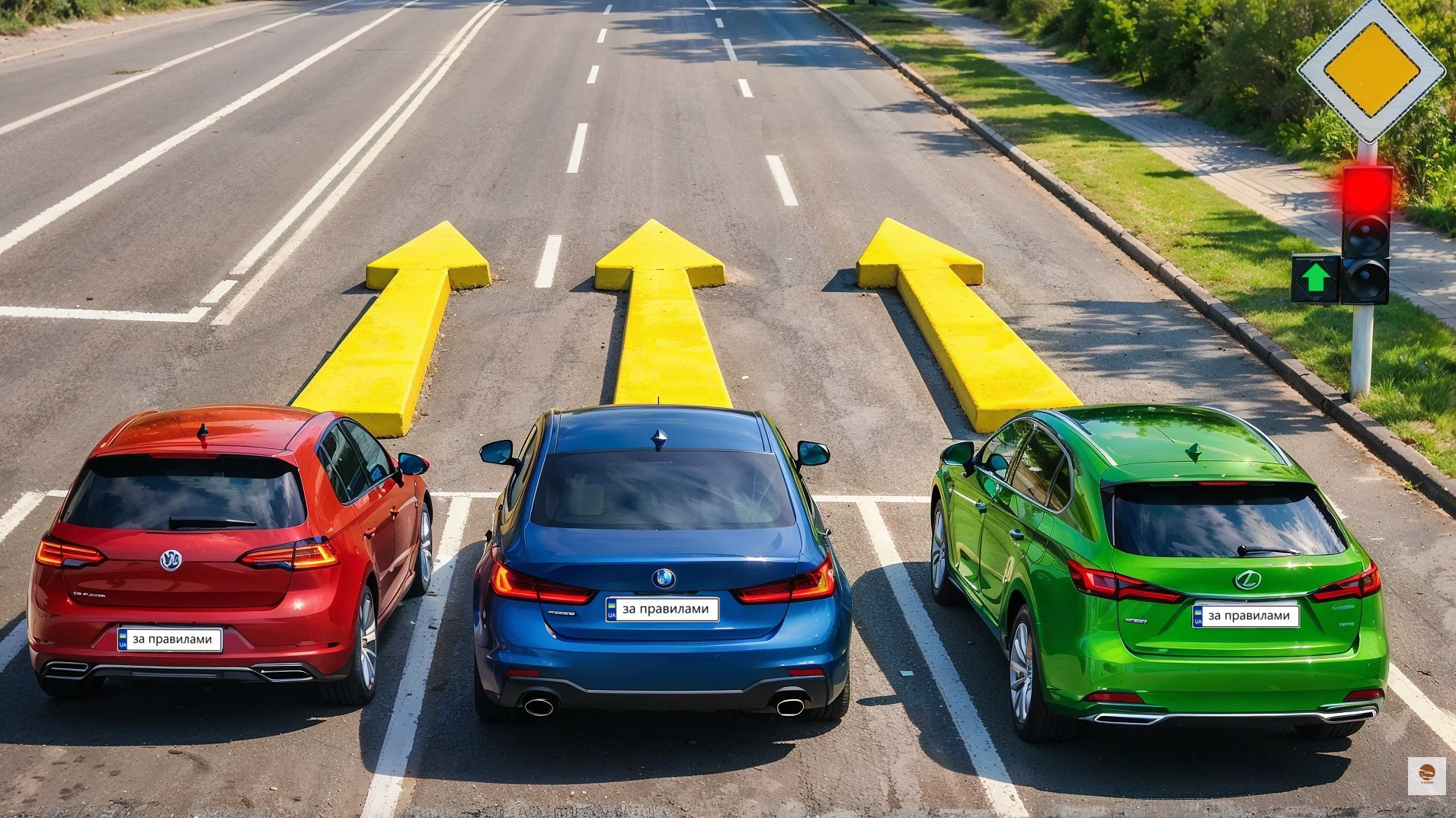 Хто має право продовжити рух прямо? Тест для водіїв