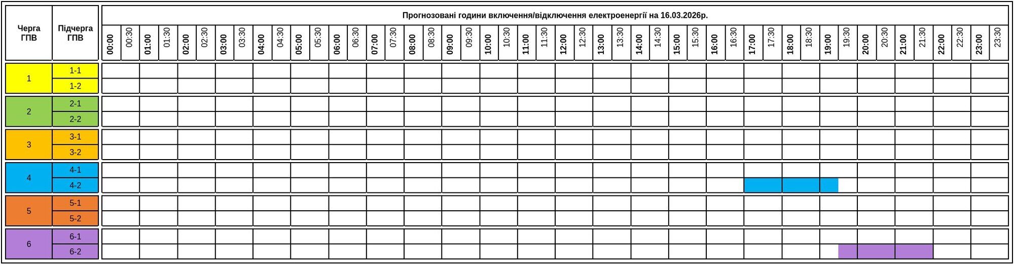 Графік відключення електроенергії на Закарпатті