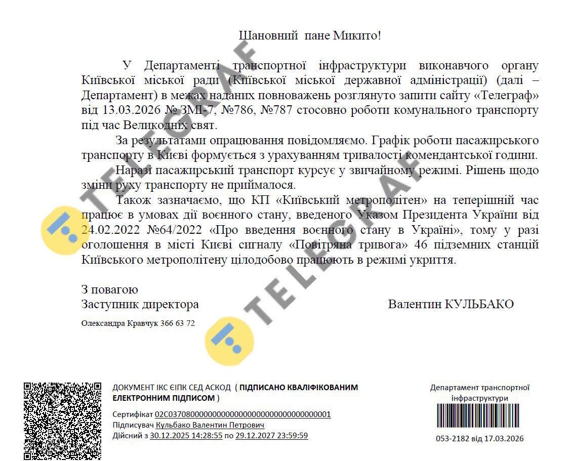 В КГГА рассказали, изменят ли работу метро на время Пасхи