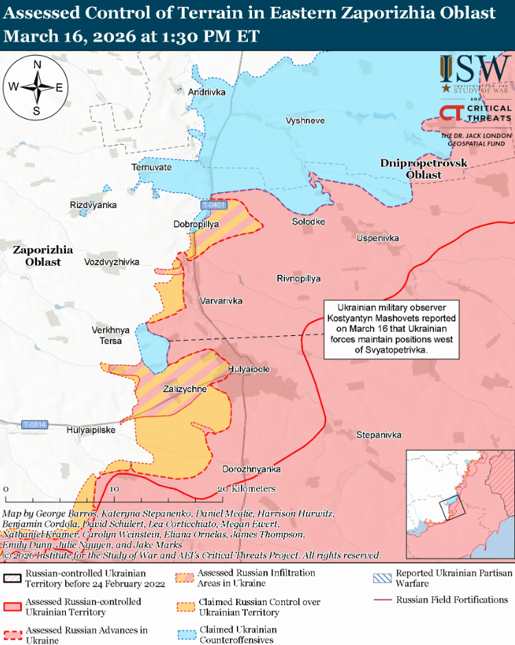 Контрнаступ ЗСУ на Дніпропетровщині зриває плани ворога і змушує передислокувати сили: в ISW оцінили ситуацію. Карта