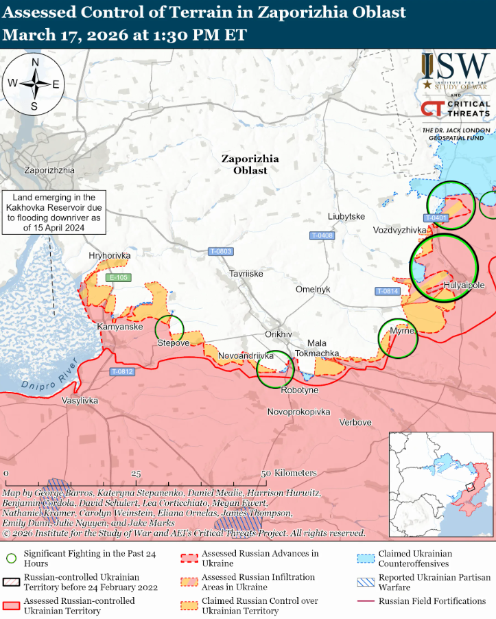 Українські війська просунулися поблизу Олександрівки та на заході Запорізької області – ISW