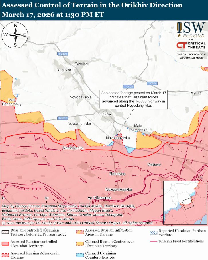 Українські війська просунулися поблизу Олександрівки та на заході Запорізької області – ISW